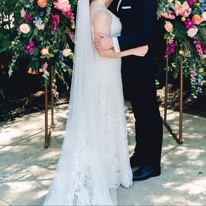 Cathedral length tulle veil with scattered pearls